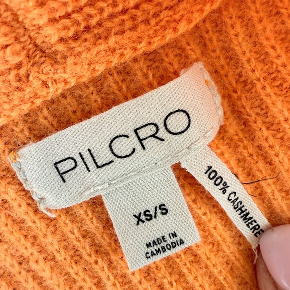 Anthropologie Pilcro Cashmere Heart Cardigan Sweater Vest Orange XS S OB1520381 - Picture 10 of 15